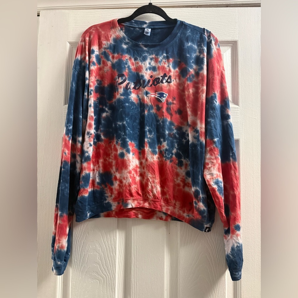 🆕 NWT Certo Women's New England Patriots Red Tie Dye Long Sleeve T-Shirt Size XL